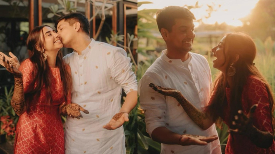 Prajakta Koli, Vrishank Khanal's adorable pictures from mehendi ceremony.